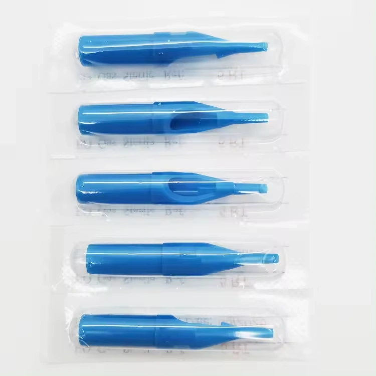 50pcs/box Hurricane Sterilized Tips Blue 50MM With Grip Stop Sterilized for Tattoo Needle Tube Tattoo Tip Compatible with All Common Tattoo Needles Tattoo Machines