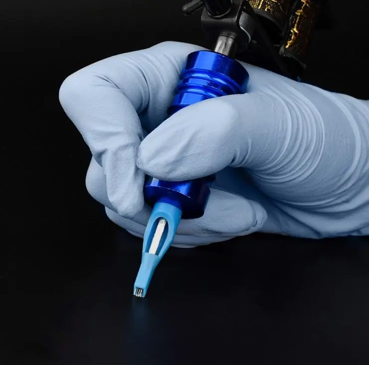 50pcs/box Hurricane Sterilized Tips Blue 50MM With Grip Stop Sterilized for Tattoo Needle Tube Tattoo Tip Compatible with All Common Tattoo Needles Tattoo Machines