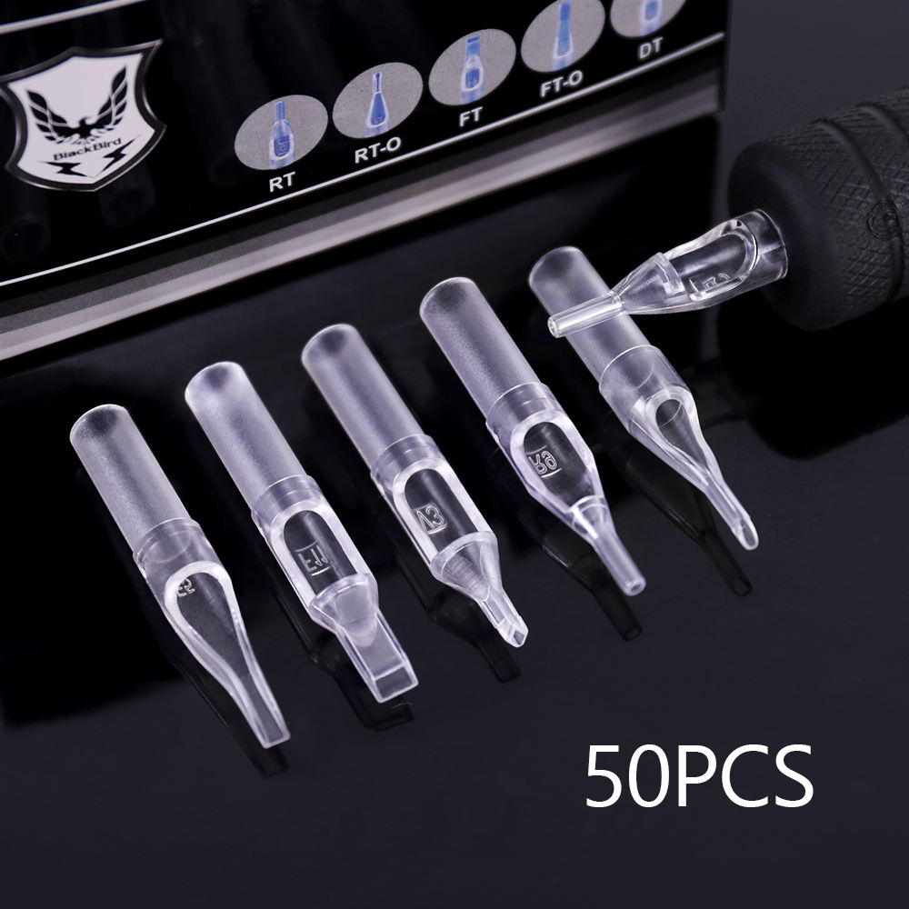 Black Bird Tattoo Transparent Disposable Tip 50pcs/box for Tattoo Needle Tube Tattoo Tip Compatible with All Common Tattoo Needles Tattoo Machines