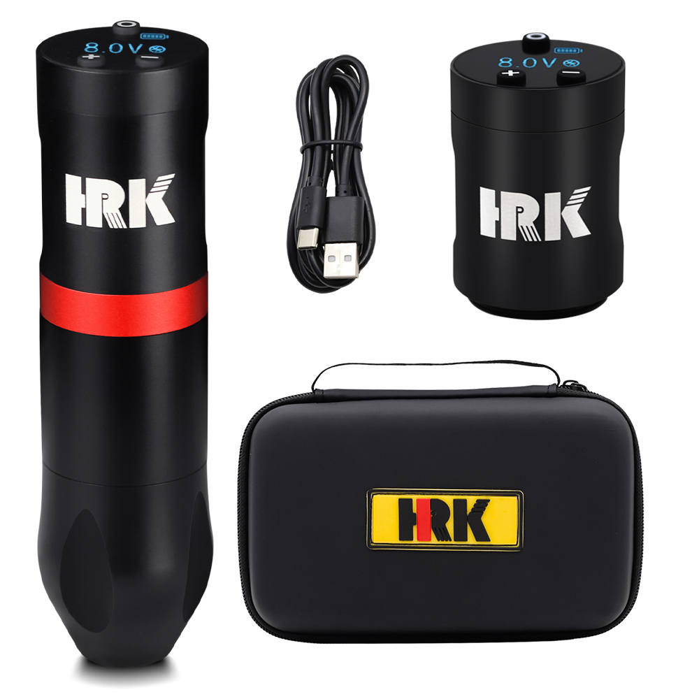 HRK Wireless Tattoo Pen Double Battery LCD Digital 1500mAh Compelte Tattoo Pen Set Tattoo Equipment Tattoo Machine Tattoo Beginner Kit