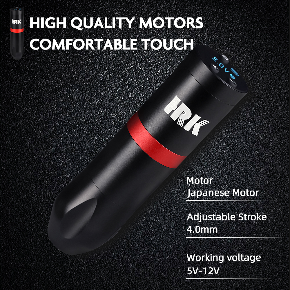 HRK Wireless Tattoo Pen Double Battery LCD Digital 1500mAh Compelte Tattoo Pen Set Tattoo Equipment Tattoo Machine Tattoo Beginner Kit