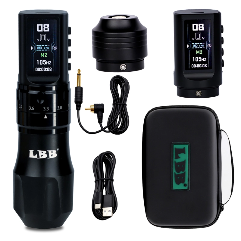 LBB S30 MAX Adjustable Stroke Wireless Tattoo Pen Machine Dual Mode Memory Function Colorful Screen 1800mAh Brushless Motor Tattoo Machine Tattoo Kit