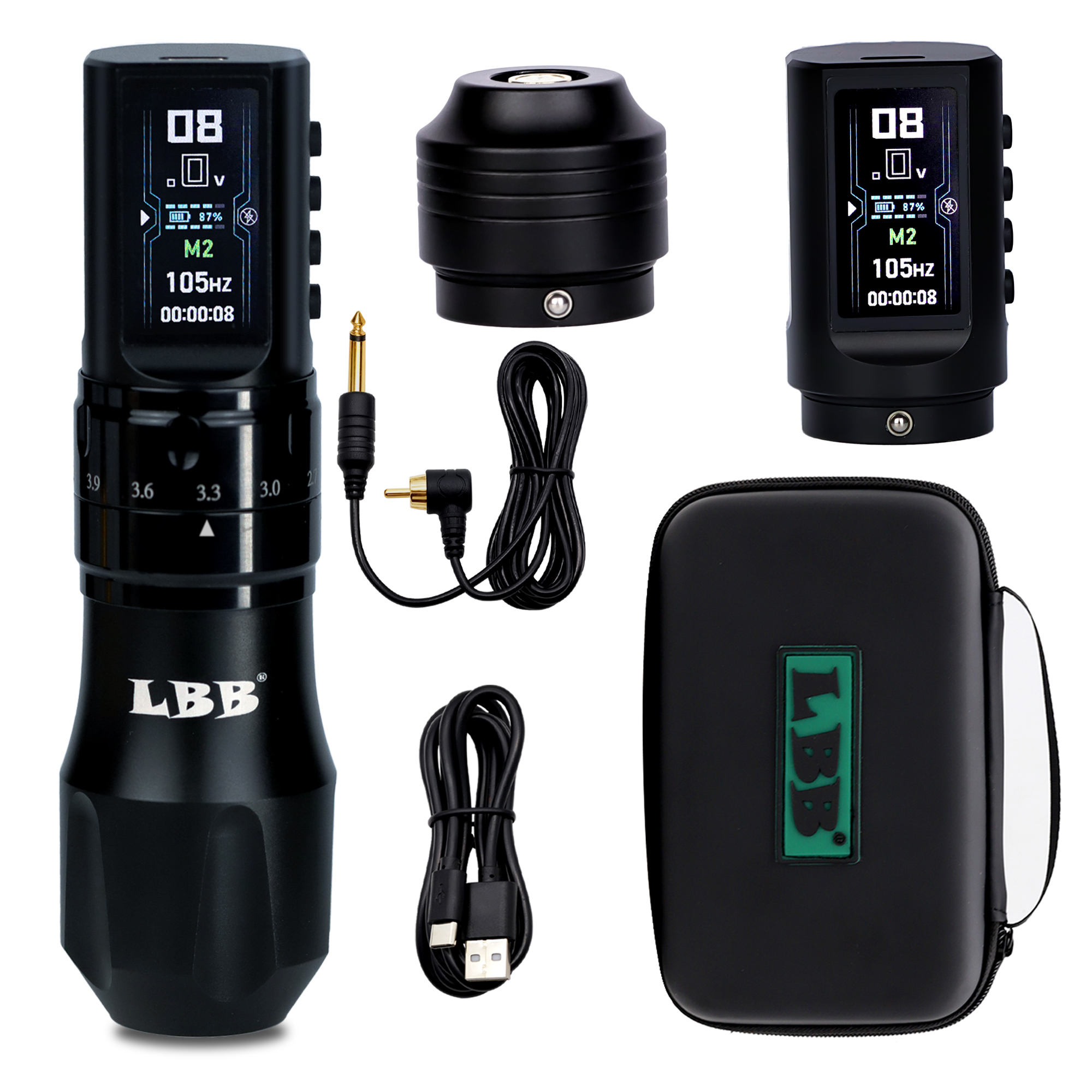 LBB S30 MAX Adjustable Stroke Wireless Tattoo Pen Machine Dual Mode Memory Function Colorful Screen 1800mAh Brushless Motor Tattoo Machine Tattoo Kit