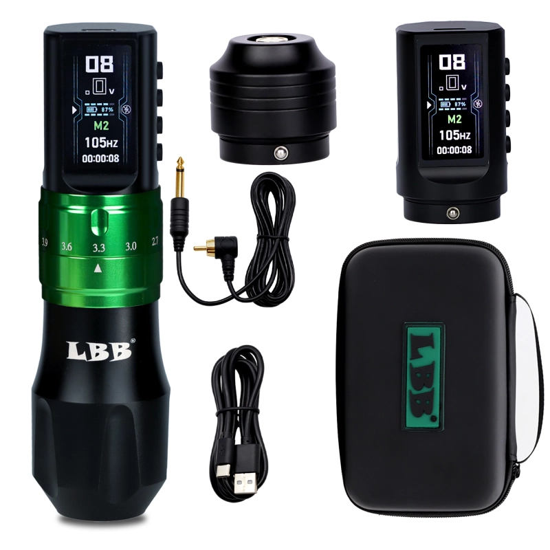 LBB S30 MAX Adjustable Stroke Wireless Tattoo Pen Machine Dual Mode Memory Function Colorful Screen 1800mAh Brushless Motor Tattoo Machine Tattoo Kit