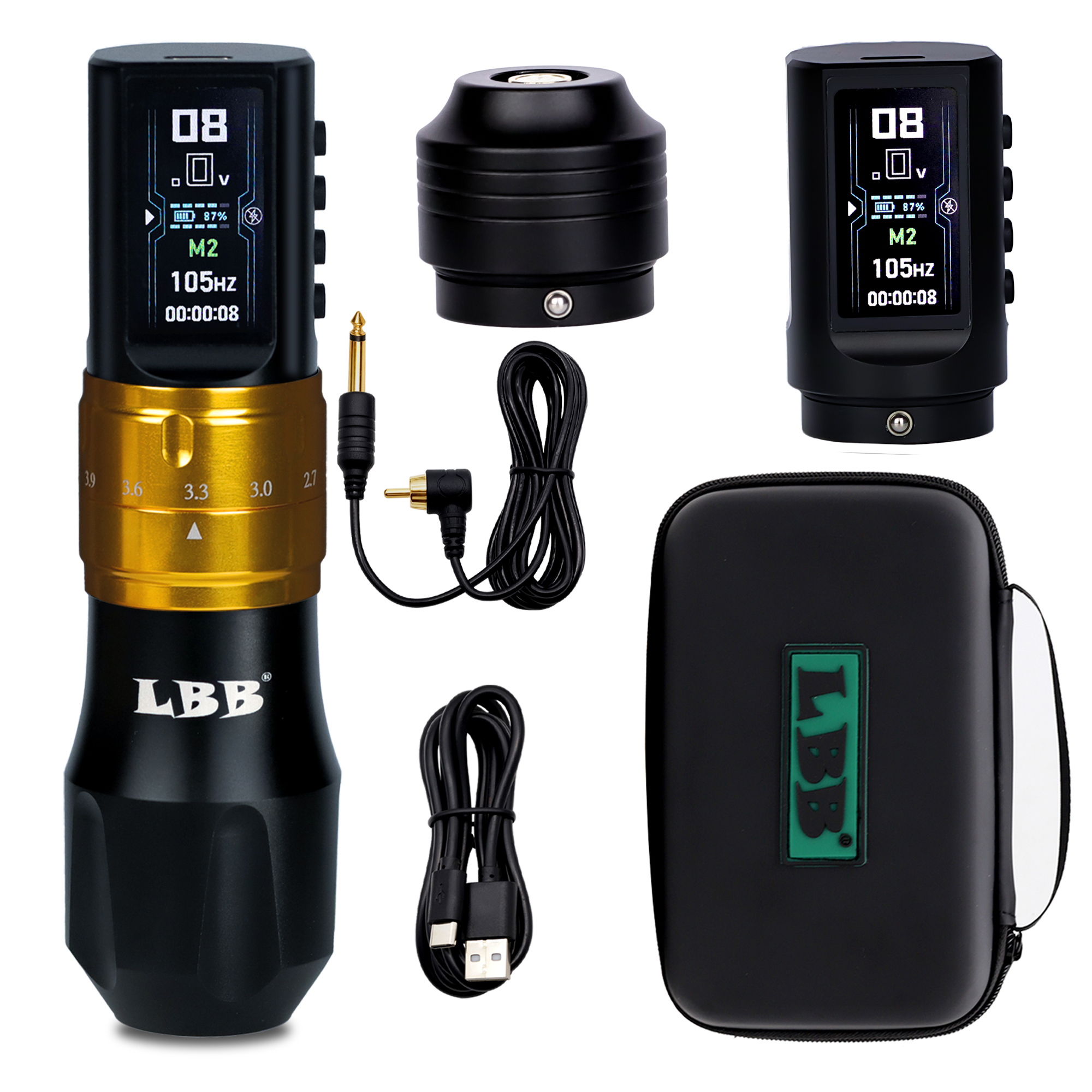 LBB S30 MAX Adjustable Stroke Wireless Tattoo Pen Machine Dual Mode Memory Function Colorful Screen 1800mAh Brushless Motor Tattoo Machine Tattoo Kit
