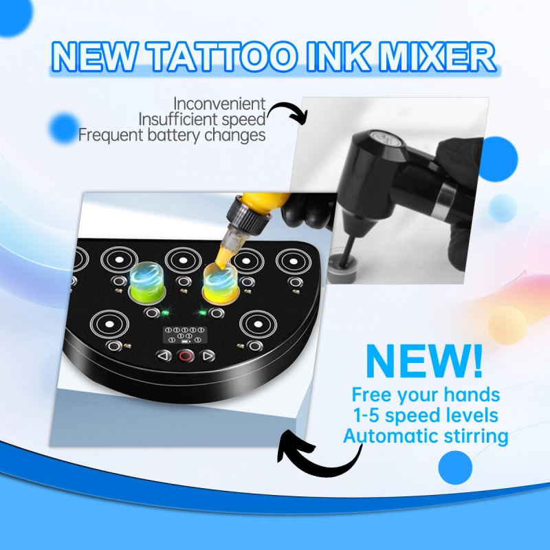 Automatic Wireless Tattoo Ink Mixer 2400mAh Color Pigment Mixer 5 Gears Speed 9 Work Areas Vortex Ink Stirring Tattoo Machine