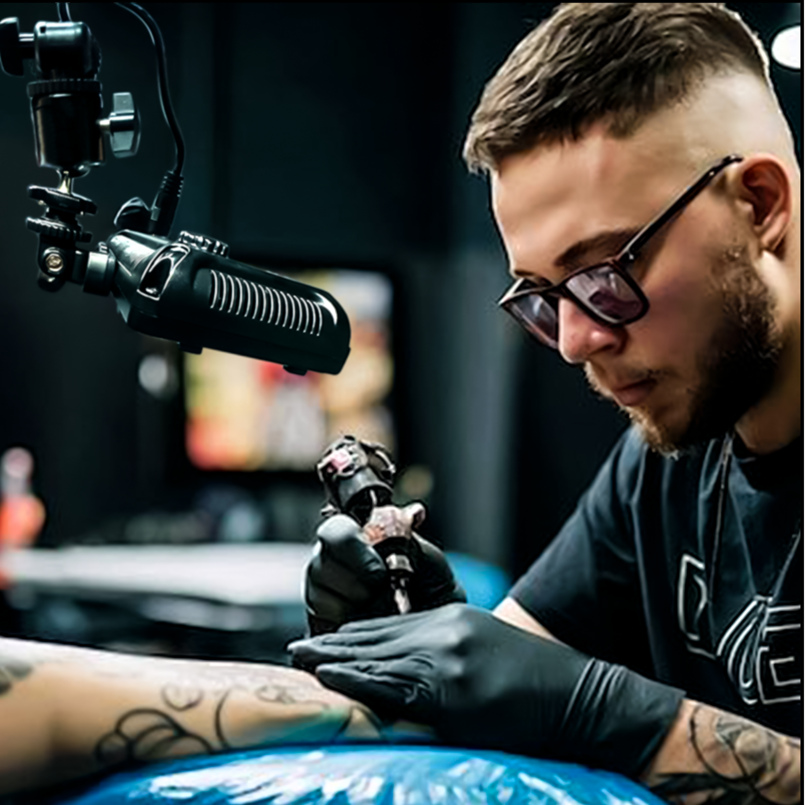 LBB Polarized LED Tattoo Work Light + Semi-Transparent Linear Polarized Glasses + Tripod Kit Tattoo Removal Light Protection Work Light Tattoo Accessories
