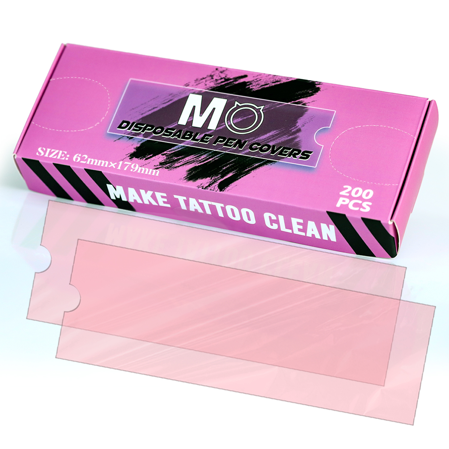 200pcs/box 62MM*179MM Big Size Pen Cover MO  Pink Tattoo Pen Machine Sleeves Tattoo Accessories