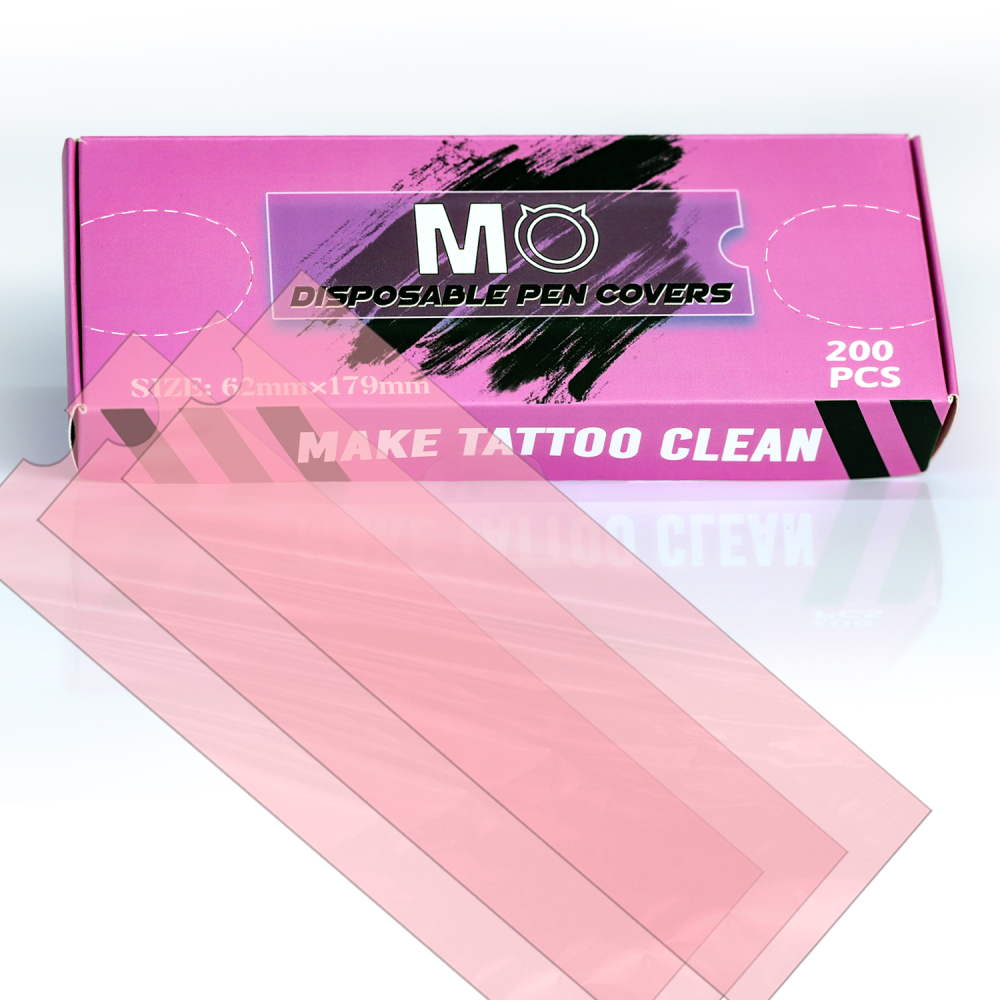 200pcs/box 62MM*179MM Big Size Pen Cover MO  Pink Tattoo Pen Machine Sleeves Tattoo Accessories