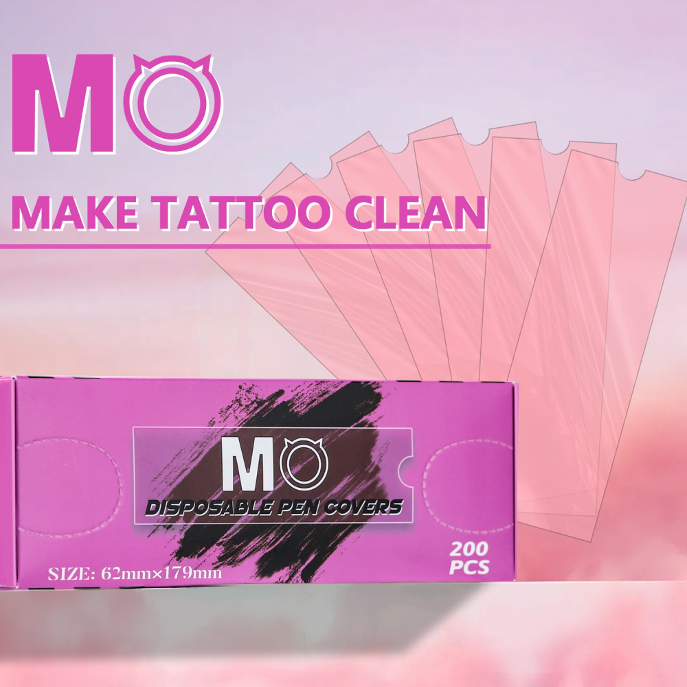 200pcs/box 62MM*179MM Big Size Pen Cover MO  Pink Tattoo Pen Machine Sleeves Tattoo Accessories