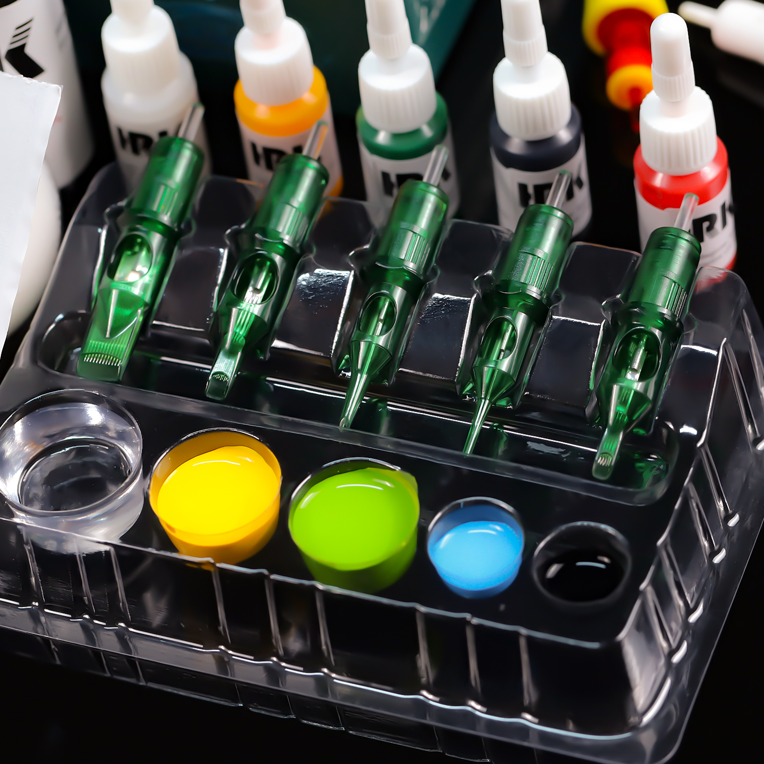 20pcs/box Plastic Disposable Ink Cup Tray Pigment Rack Holder Tray Tattoo Needle Head Holder Container Cup Holder Stand Kit Tattoo