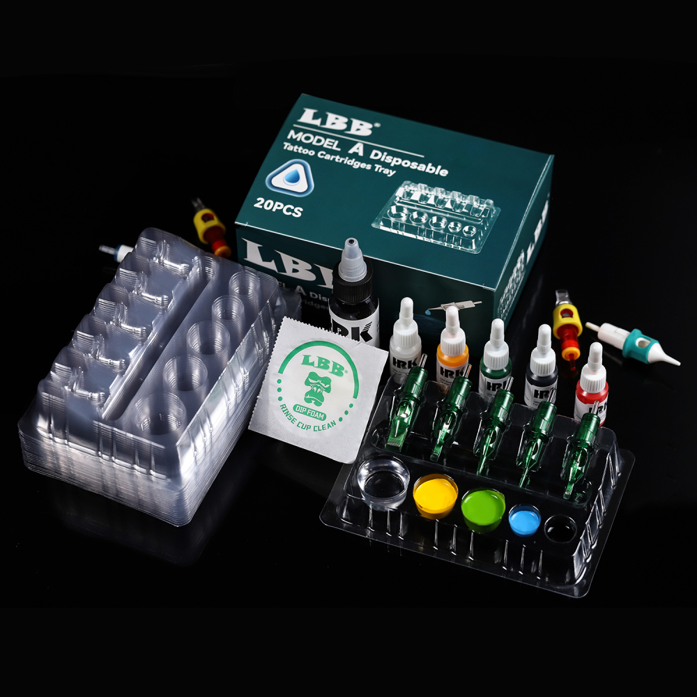 20pcs/box Plastic Disposable Ink Cup Tray Pigment Rack Holder Tray Tattoo Needle Head Holder Container Cup Holder Stand Kit Tattoo