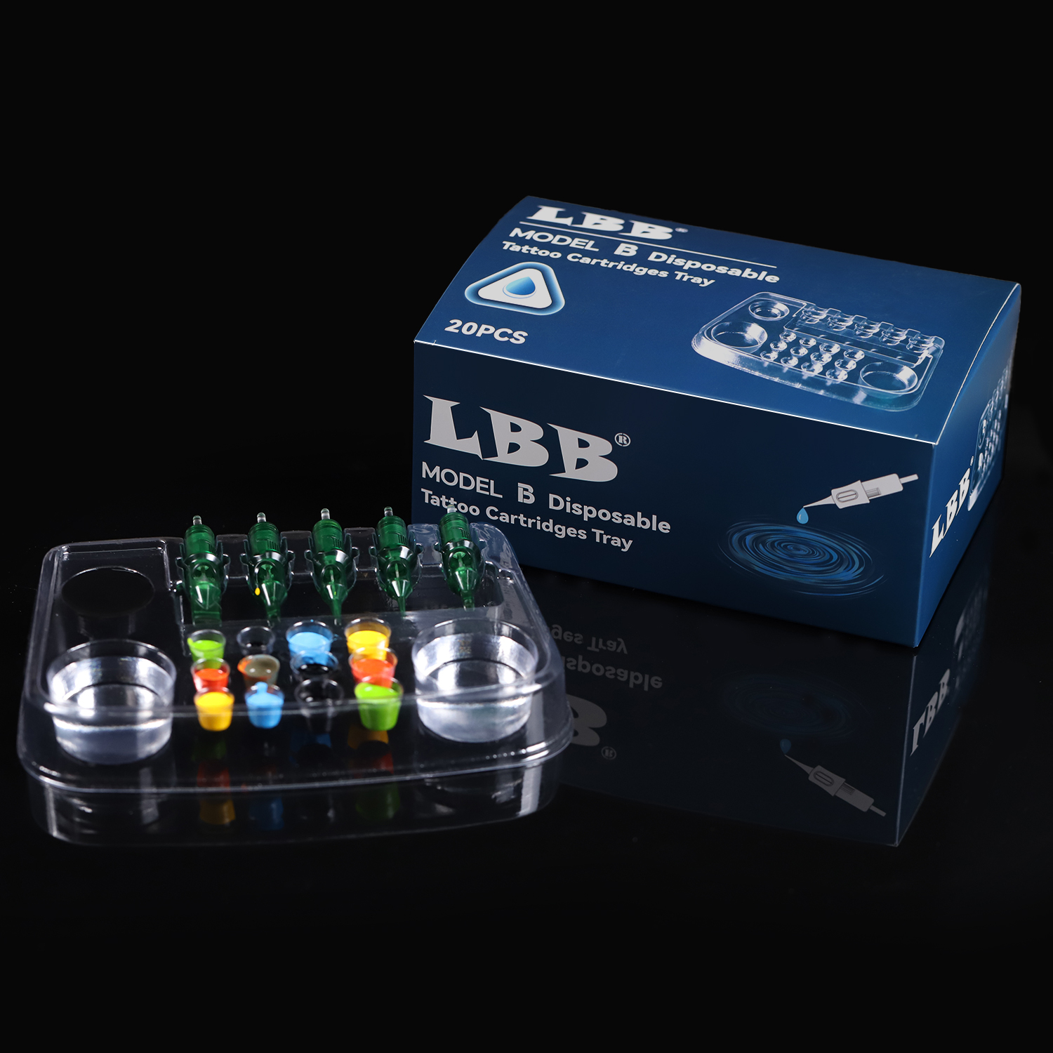 20pcs/box Tattoo Needle Head Holder Container Cup Holder Stand Kit Tattoo Ink Cup Tray Pigment Tray