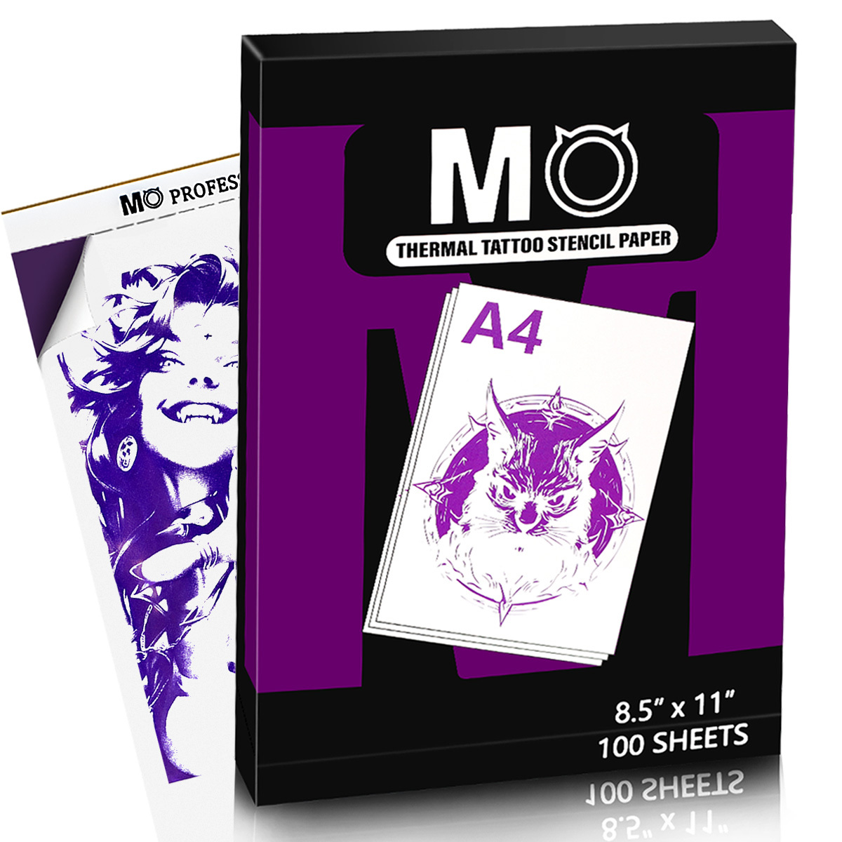 100pcs/box MO Tattoo Stencil Transfer Paper Printer Thermal Paper Sticker Thermal Paper Classic Tattoo Thermal Sheet