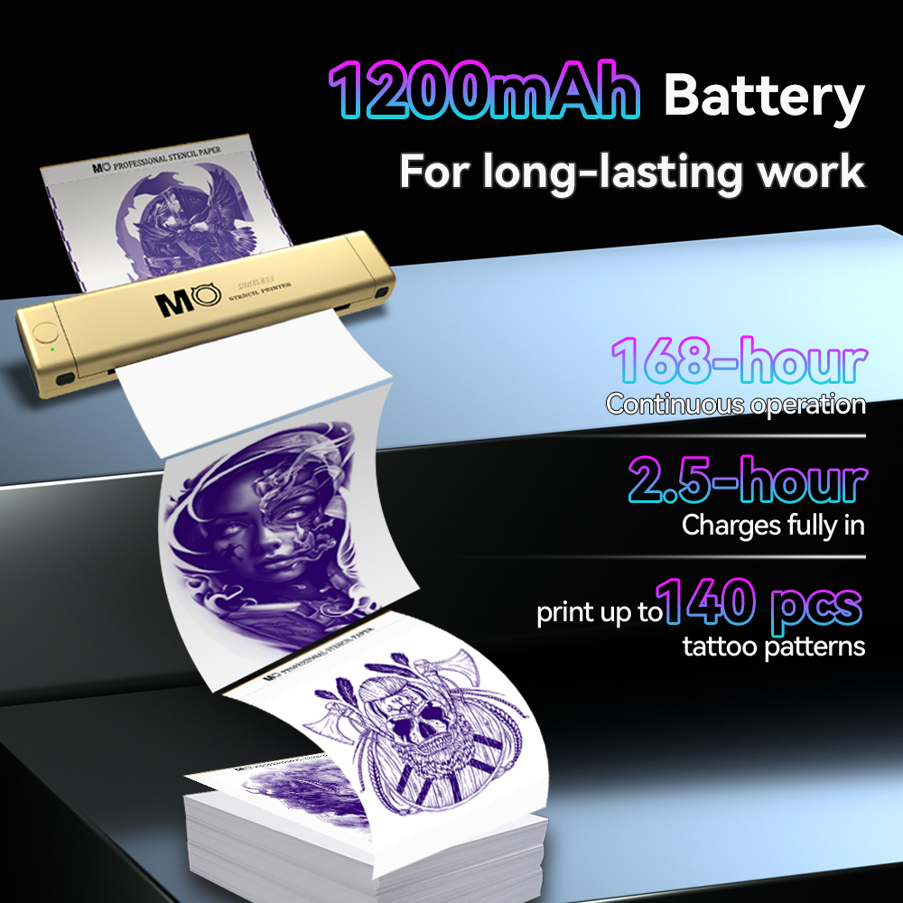 MO Wireless Tattoo Stencil Printer Bluetooth Tattoo Transfer Printer Wireless Thermal Tattoo Machine