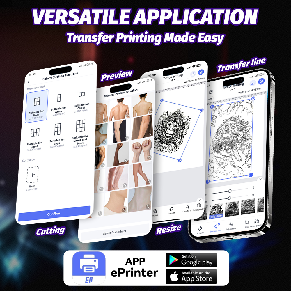 MO Wireless Tattoo Stencil Printer Bluetooth Tattoo Transfer Printer Wireless Thermal Tattoo Machine