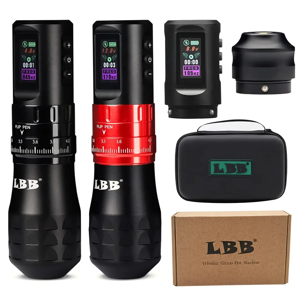 LBB S20 MAX Smart Wireless Tattoo Pen Machine with Adjustable Stroke Color Screen1800mAh Brushless Motor