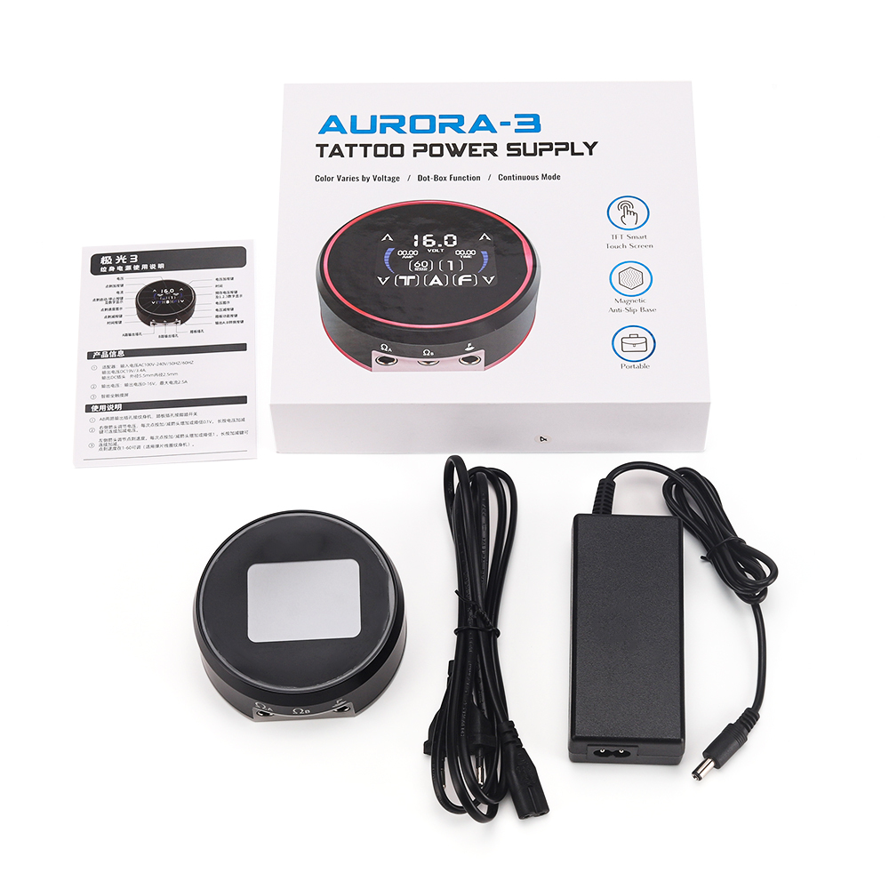 AURORA-3 LCD Tattoo Full Touch Colorful Screen Dotwork Function Power Supply With Power Adaptor