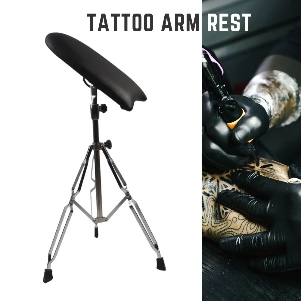 Professional Adjustable Height Tattoo Armrest Stand with Sponge Pad, Portable Tripod Tattoo Chair for Salon Studio & Home Use