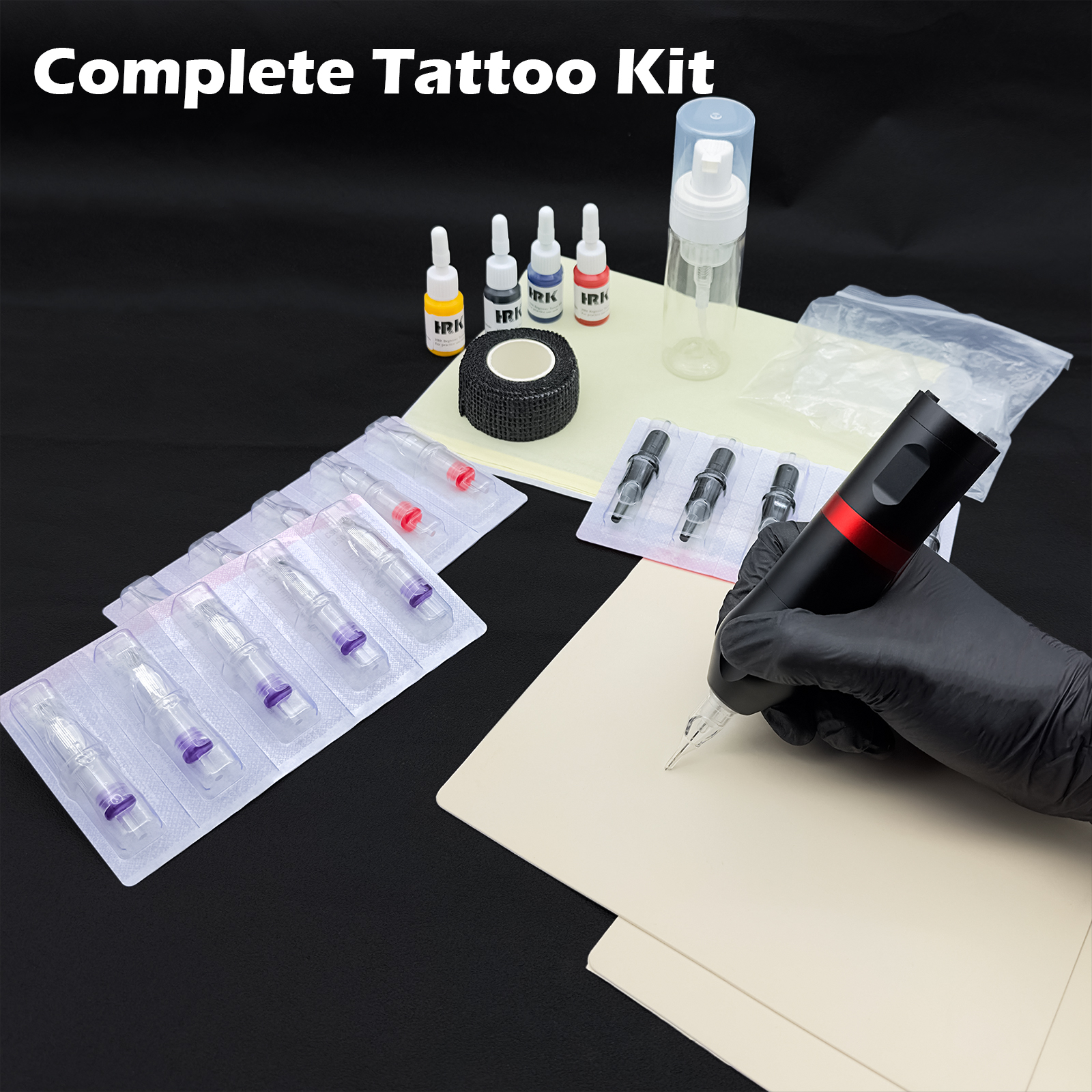 Tattoo Pen Kit Wireless Tattoo Machine Kit 20Pcs Tattoo Cartridge Needles Tattoo Gun Kit Professional Complete Tattoo Kit Tattoo Supplies for Beginners