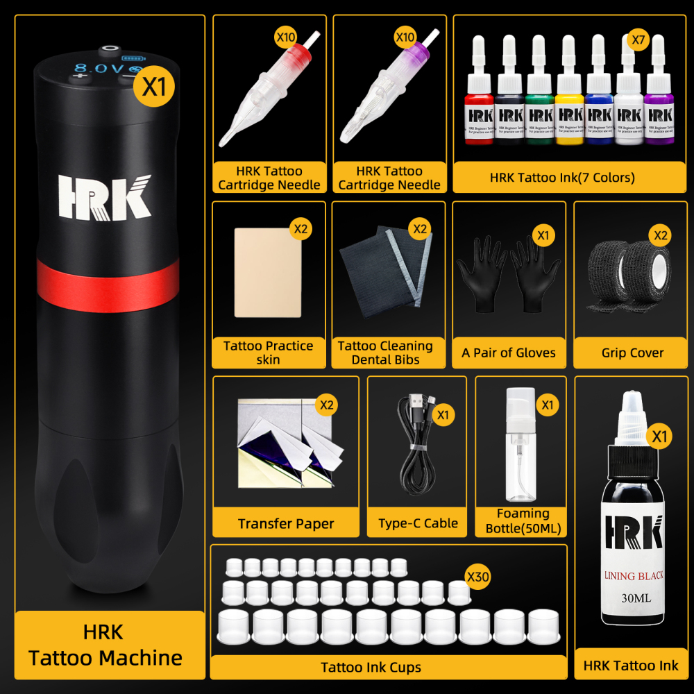 Tattoo Pen Kit Wireless Tattoo Machine Kit 20Pcs Tattoo Cartridge Needles Tattoo Gun Kit Professional Complete Tattoo Kit Tattoo Supplies for Beginners