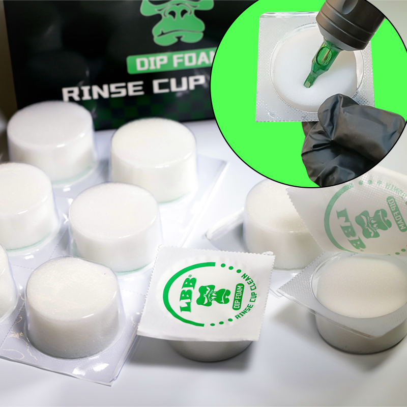 30pcs/box LBB Disposable Tattoo Dipfoam Clean Foam Cup Tattoo Sponge Cartridge Needles Clean Caps