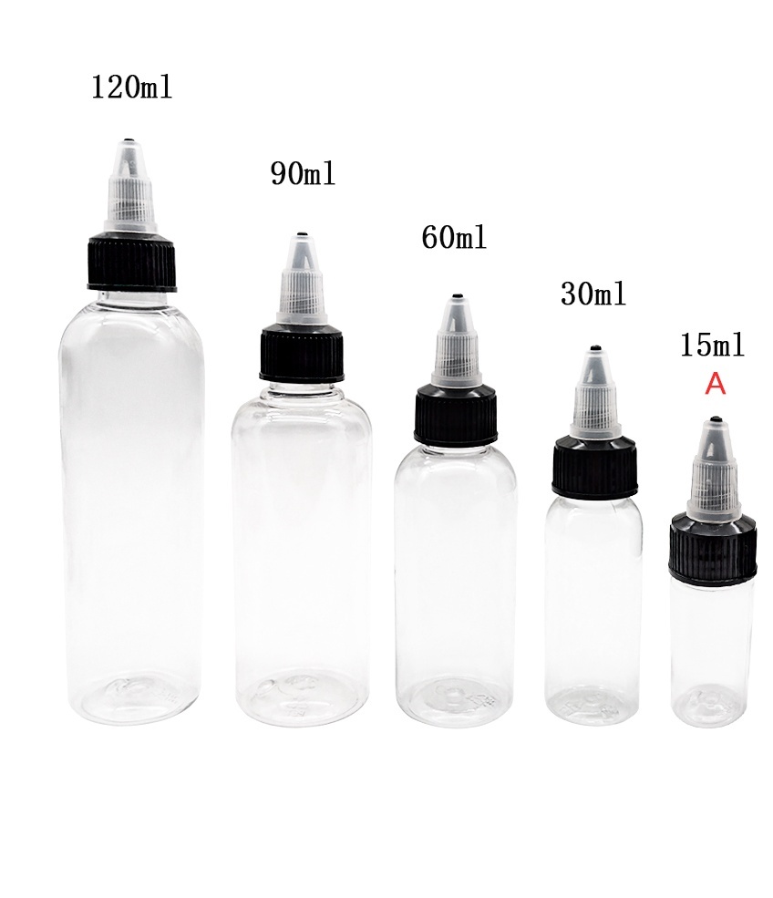 15ML/30ML/60ML/90ML/120ML White Twist Cap Empty Plastic Tattoo Ink Pigment Clear Bottle Dispensing bottles ink pigments