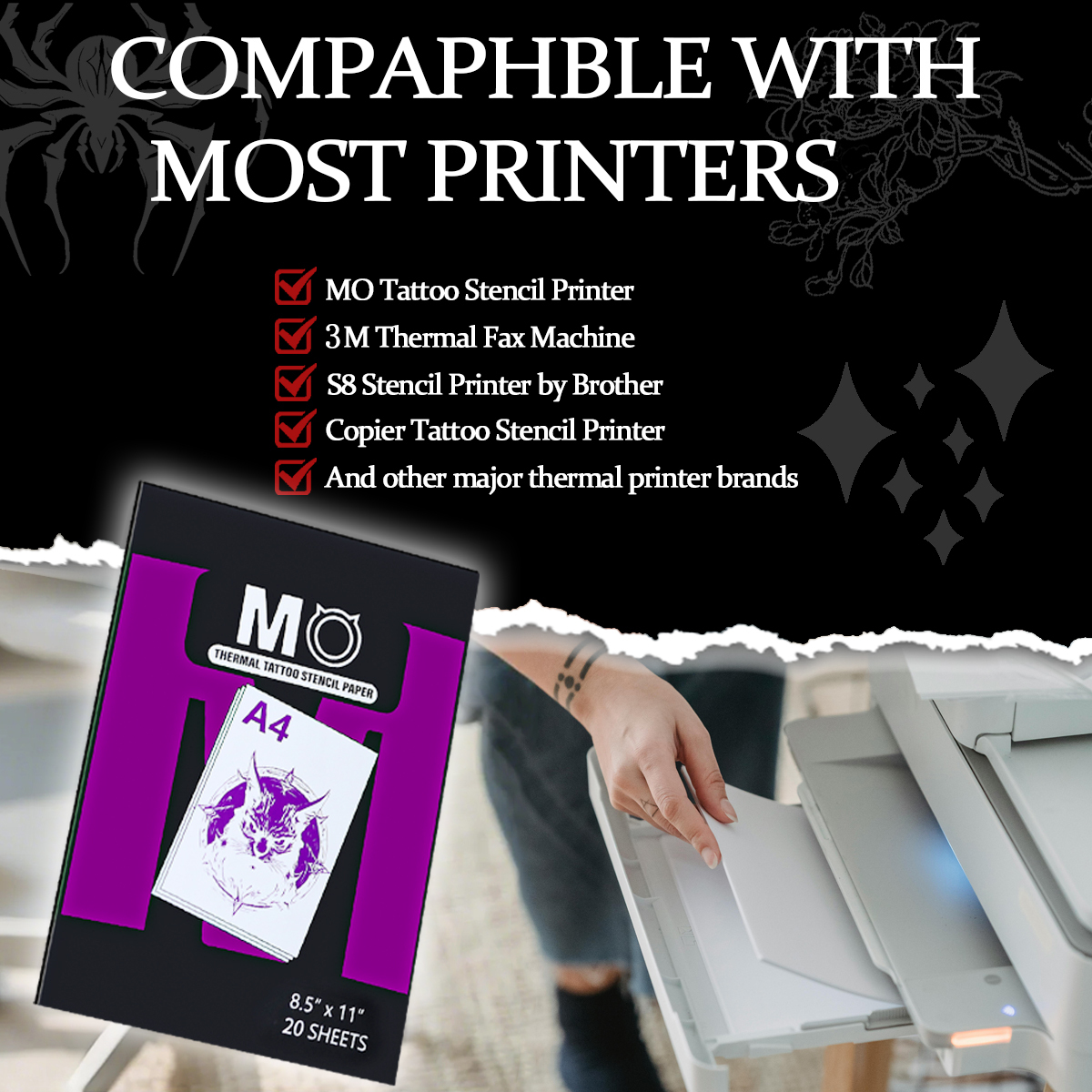 Premium MO Tattoo Stencil Paper 20SHEETS/ Box Thermal Transfer Printer Paper for Professional Tattoo Artists