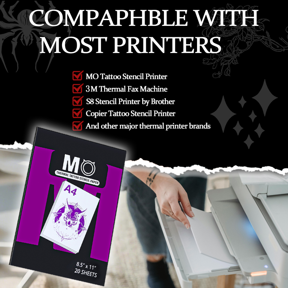 Premium MO Tattoo Stencil Paper 20SHEETS/ Box Thermal Transfer Printer Paper for Professional Tattoo Artists