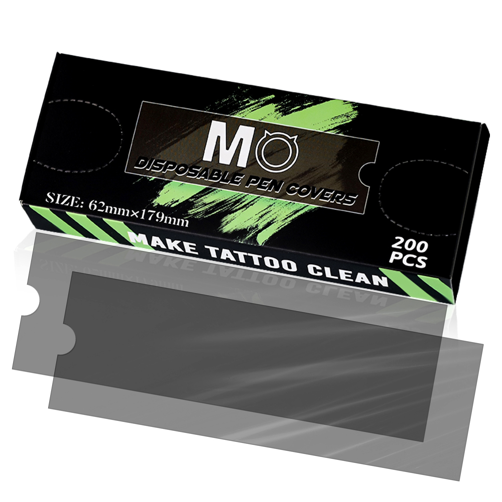 62MM*179MM 200pcs/box Black MO Tattoo Pen Machine Cover Waterproof Plastic Permanent Makeup Cartridges Needles Pen Sleeves