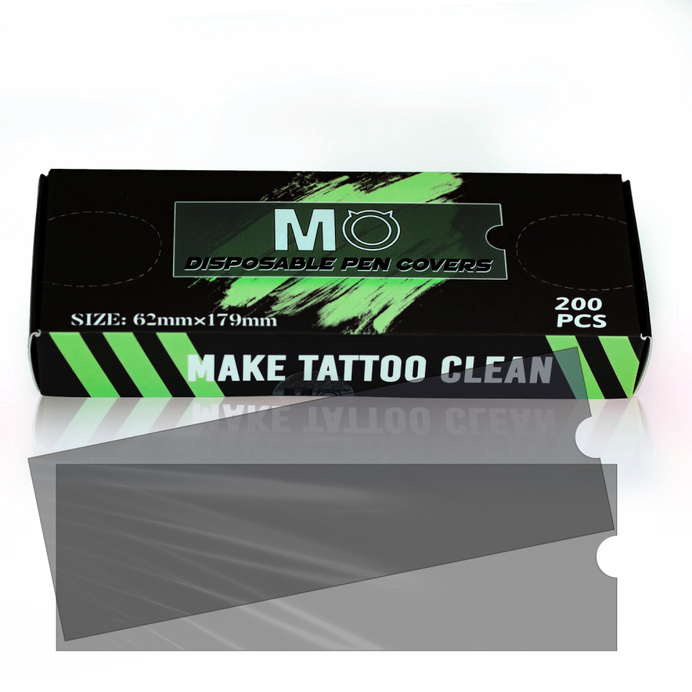 62MM*179MM 200pcs/box Black MO Tattoo Pen Machine Cover Waterproof Plastic Permanent Makeup Cartridges Needles Pen Sleeves