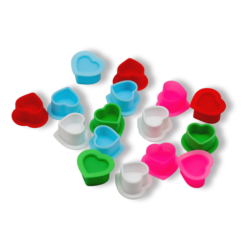 200pcs/bag Heart Shape Tattoo Ink Caps Silicone Tattoo Cups colorfuls Base for Tattoo Ink Caps for Tattooing Microblading Tattoo Supplies
