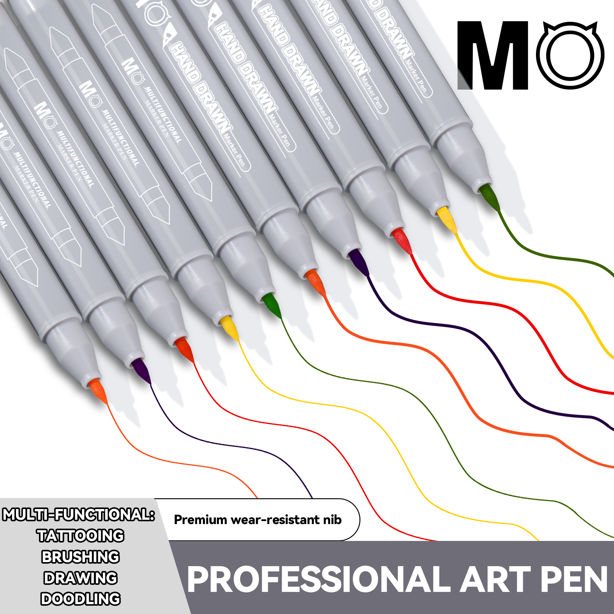 MO Hand Draw Marker Pen Dual-Tip Tattoo Skin Brush Permanent Makeup Freehand Stencil Marker Pen