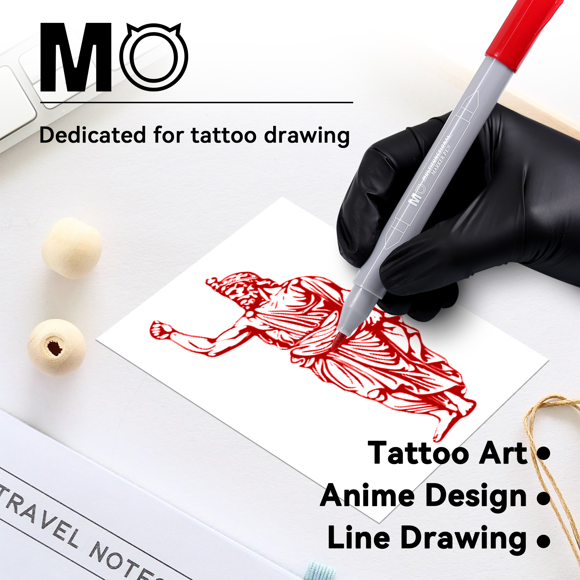MO Hand Draw Marker Pen Dual-Tip Tattoo Skin Brush Permanent Makeup Freehand Stencil Marker Pen