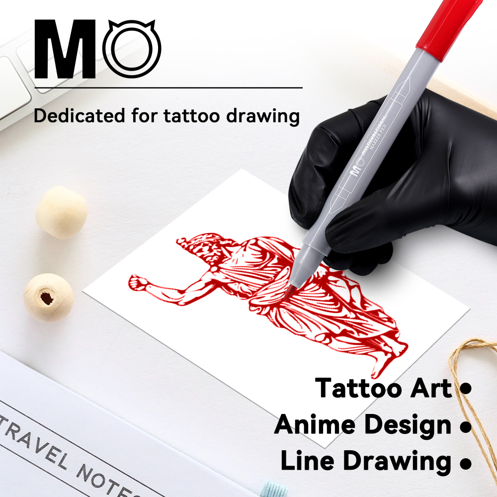 MO Hand Draw Marker Pen Dual-Tip Tattoo Skin Brush Permanent Makeup Freehand Stencil Marker Pen