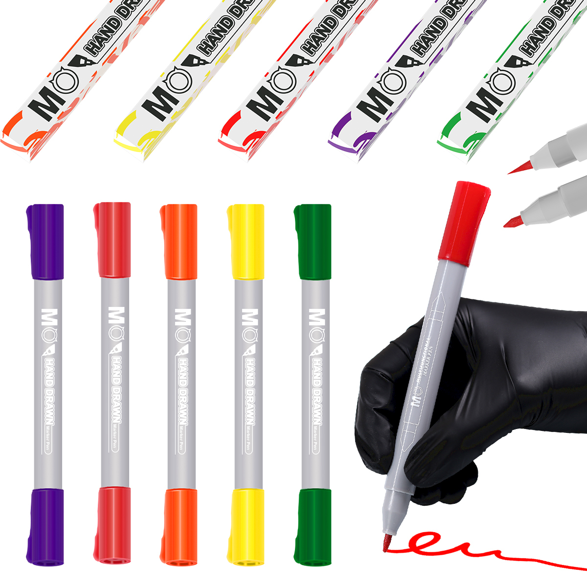 MO Hand Draw Marker Pen Dual-Tip Tattoo Skin Brush Permanent Makeup Freehand Stencil Marker Pen