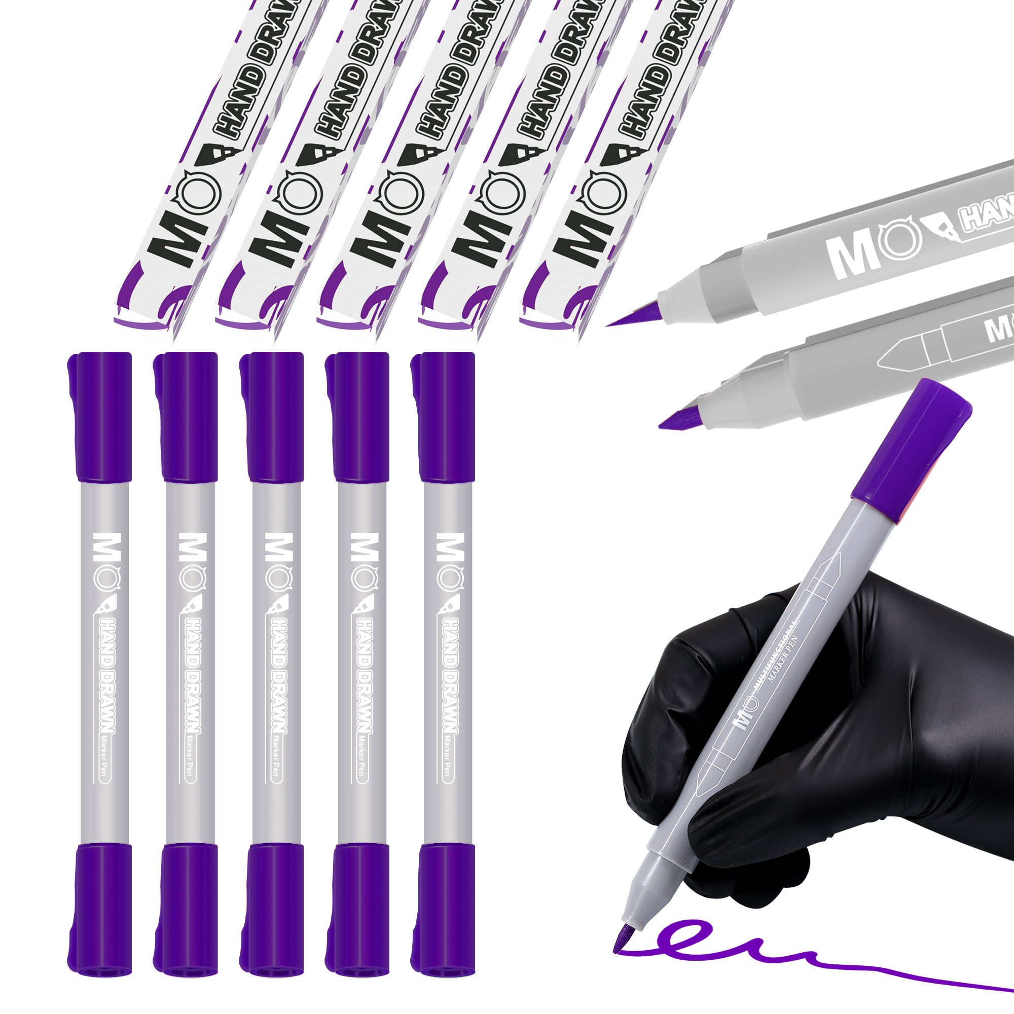 MO Hand Draw Marker Pen Dual-Tip Tattoo Skin Brush Permanent Makeup Freehand Stencil Marker Pen