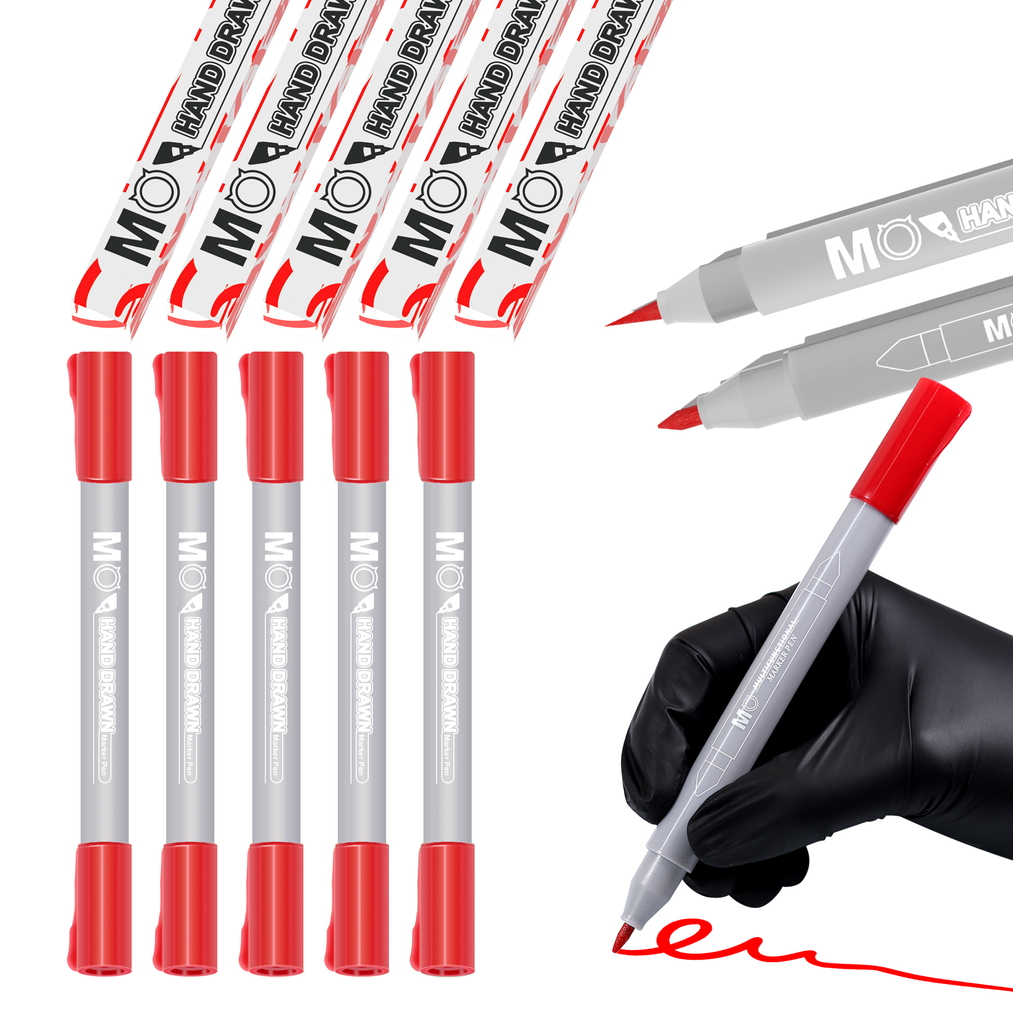 MO Hand Draw Marker Pen Dual-Tip Tattoo Skin Brush Permanent Makeup Freehand Stencil Marker Pen