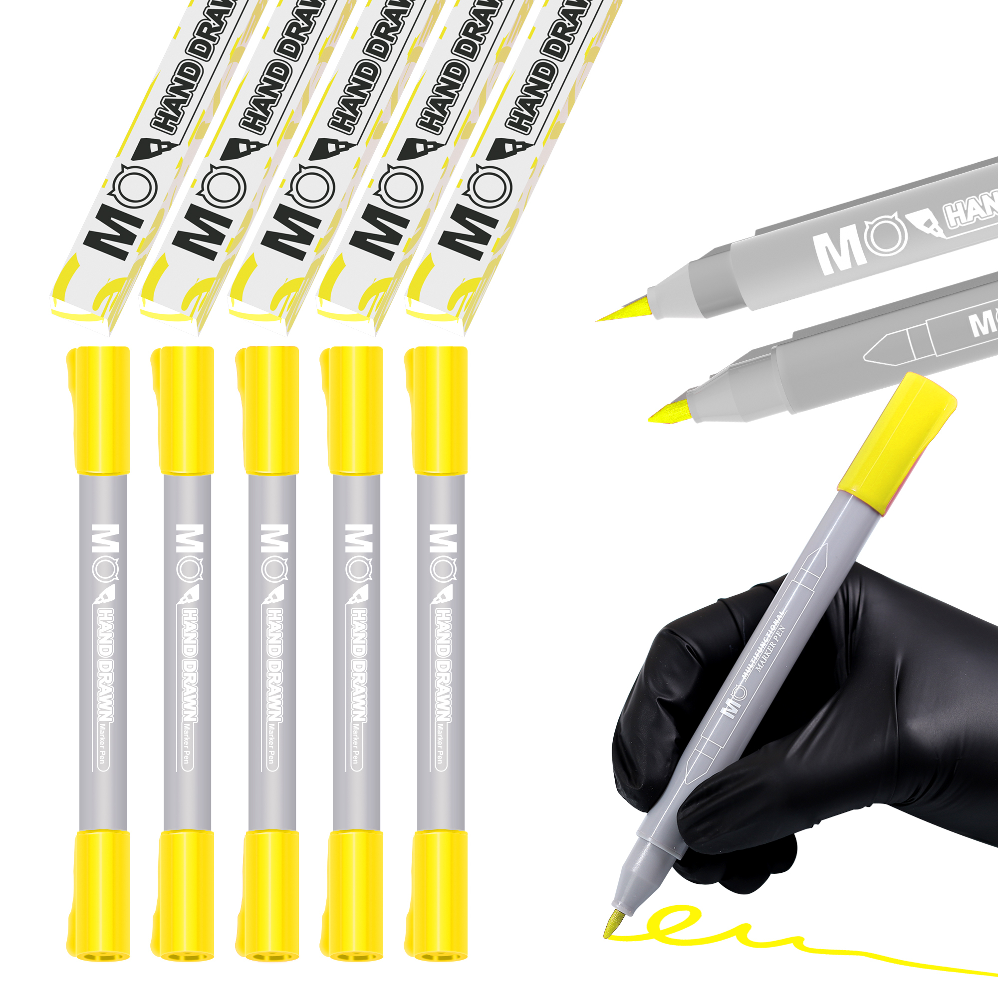 MO Hand Draw Marker Pen Dual-Tip Tattoo Skin Brush Permanent Makeup Freehand Stencil Marker Pen