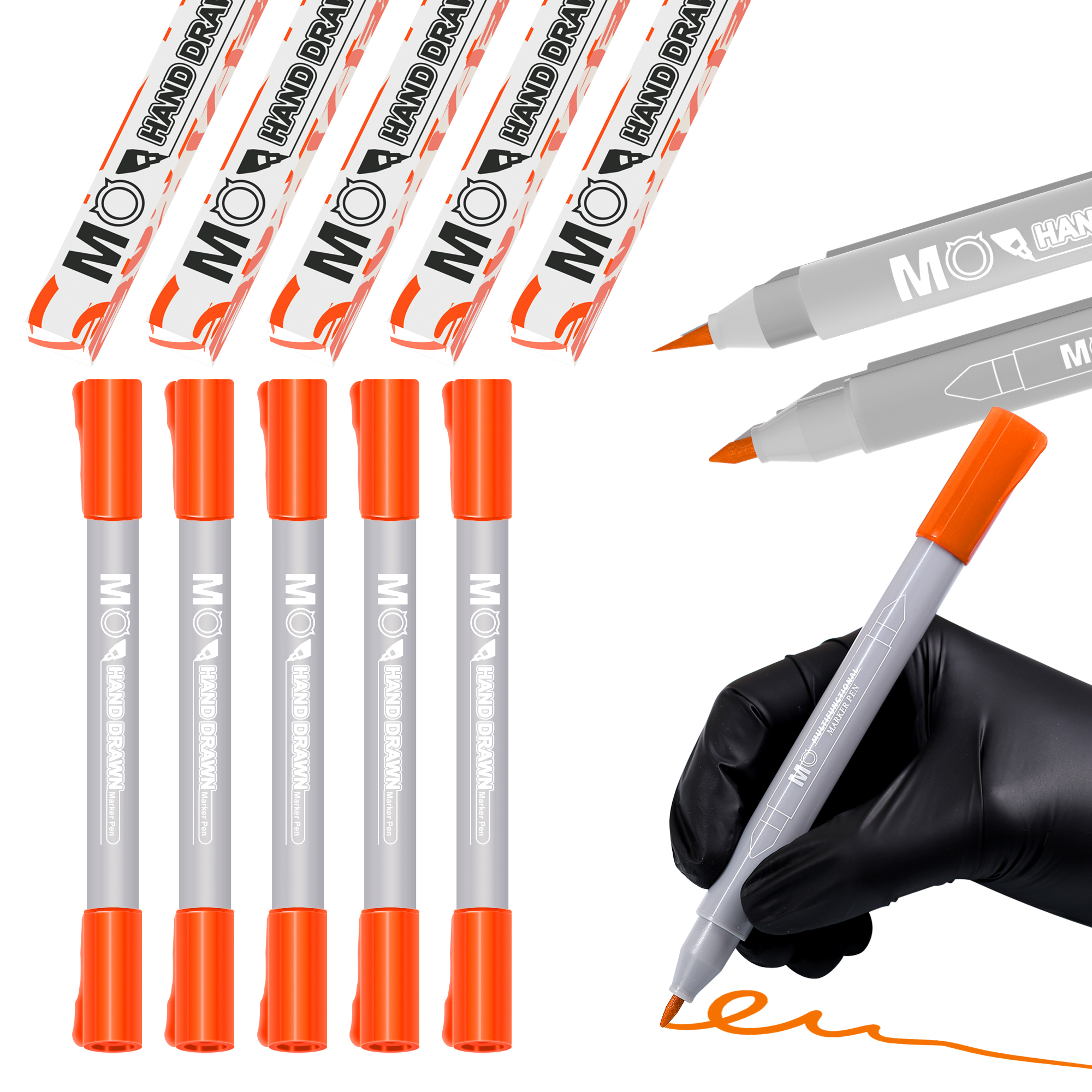 MO Hand Draw Marker Pen Dual-Tip Tattoo Skin Brush Permanent Makeup Freehand Stencil Marker Pen