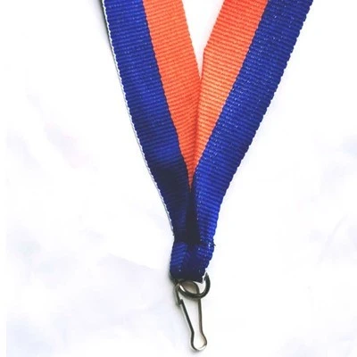 custom lanyard orange navy stripes