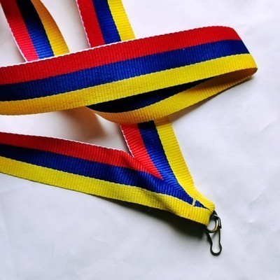 custom lanyard red blue lemon stripes