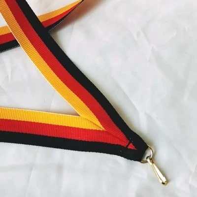 custom lanyard yellow red black stripes