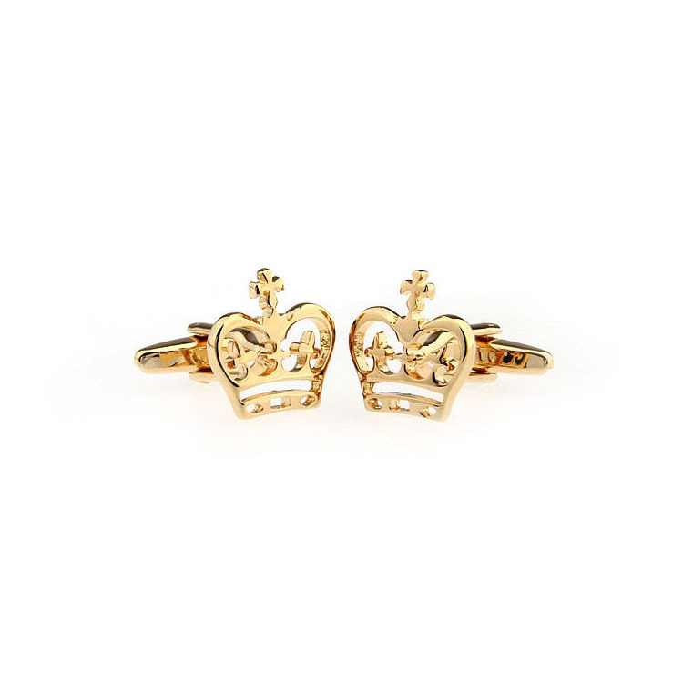 custom gold crown cufflinks