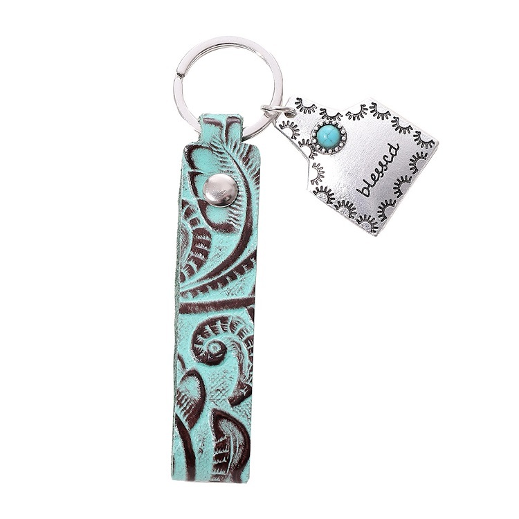 custom printed leather keychain