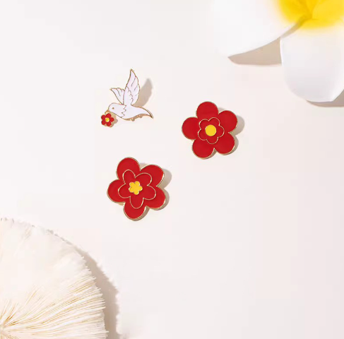 Custom Dove/Flower Soft Enamel Pin