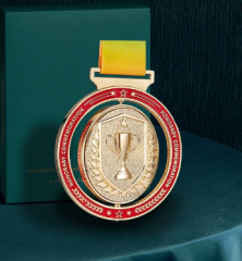 Custom Spinning Bright Brass Medal