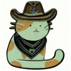 Custom Cowboy Cat Pin
