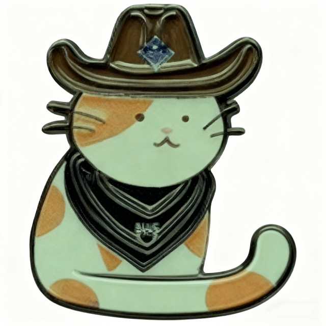 Custom Cowboy Cat Pin