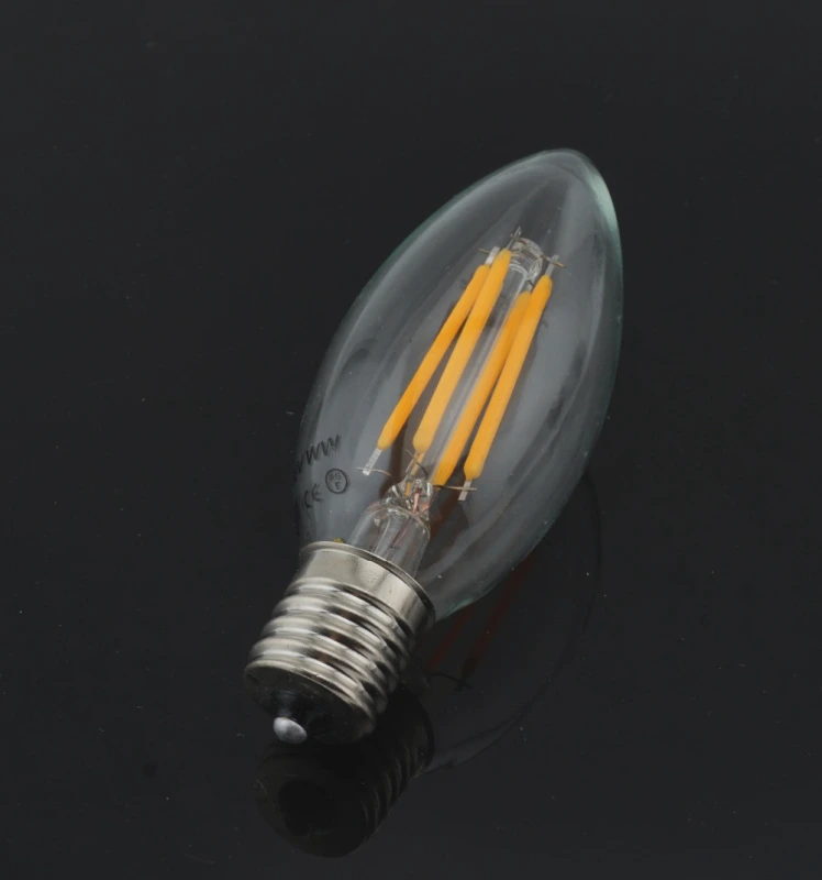 2W 4W 110V E17 LED Intermediate Base Light Filament Candle Bulb Chandelier Decorative Torpedo Shape Lamp-Pack of 5